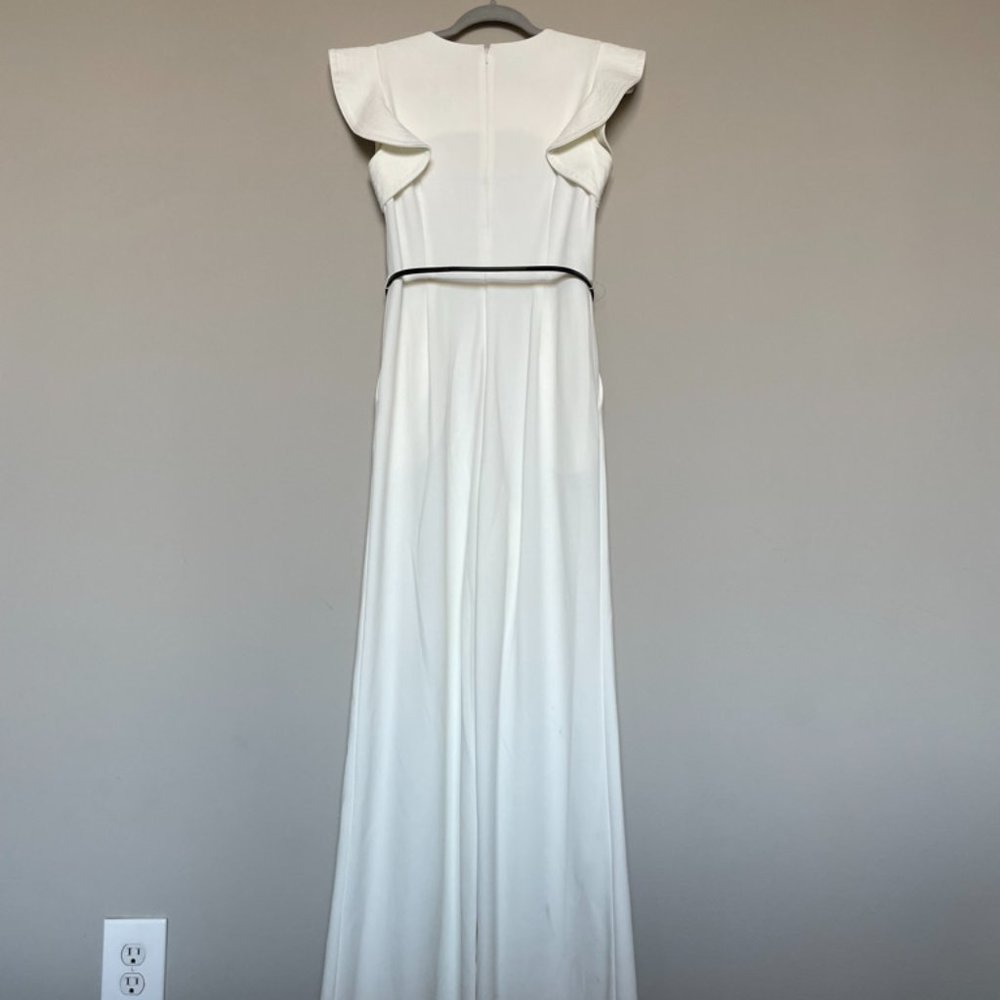 Calvin Klein Cream Jumpsuit with Black Belt - Picture 3 of 4